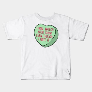 Funny Candy Heart Hate Watch Kids T-Shirt